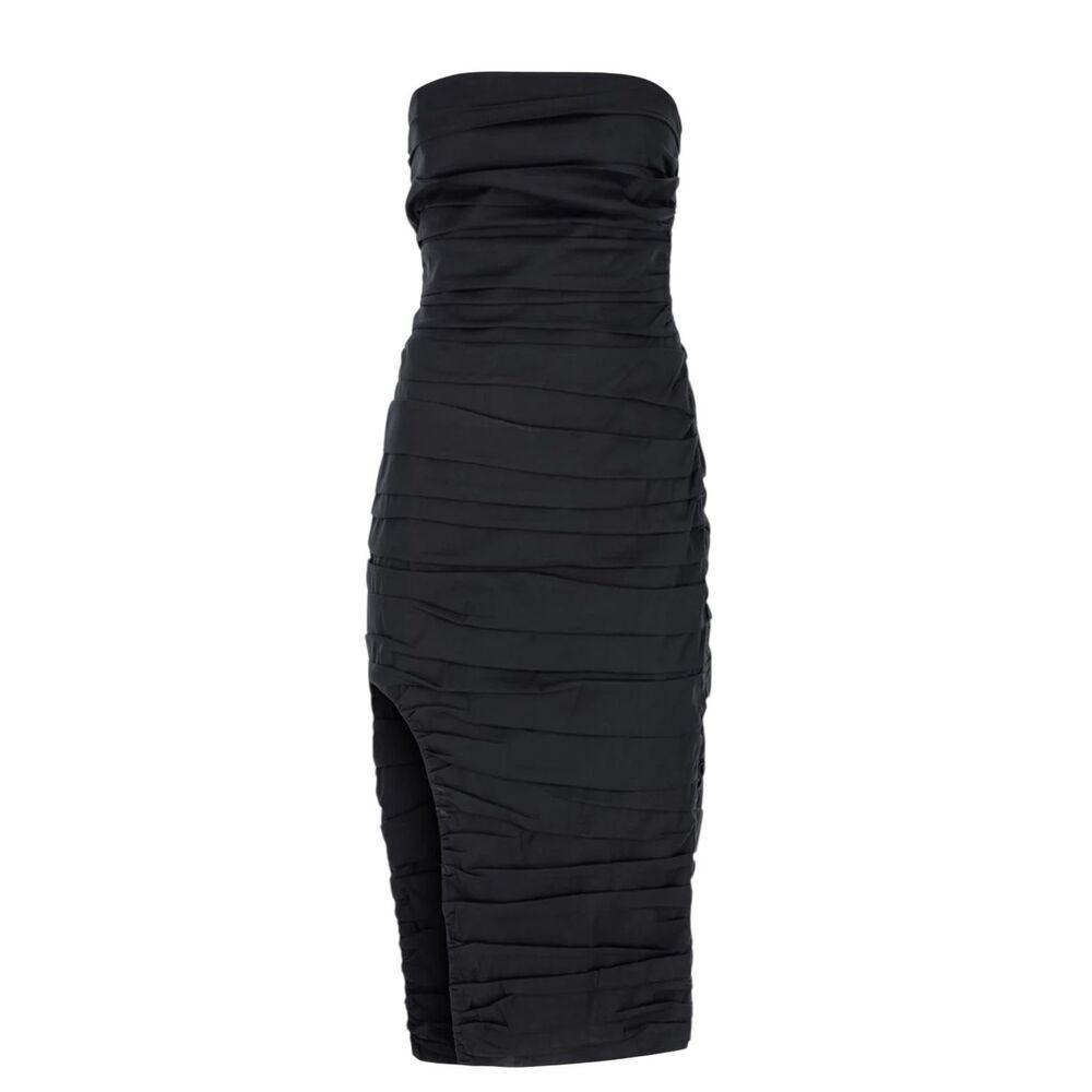 ZEYNEP ARCAY Strapless Ruched Midi Dress In Black NWT Size US 8